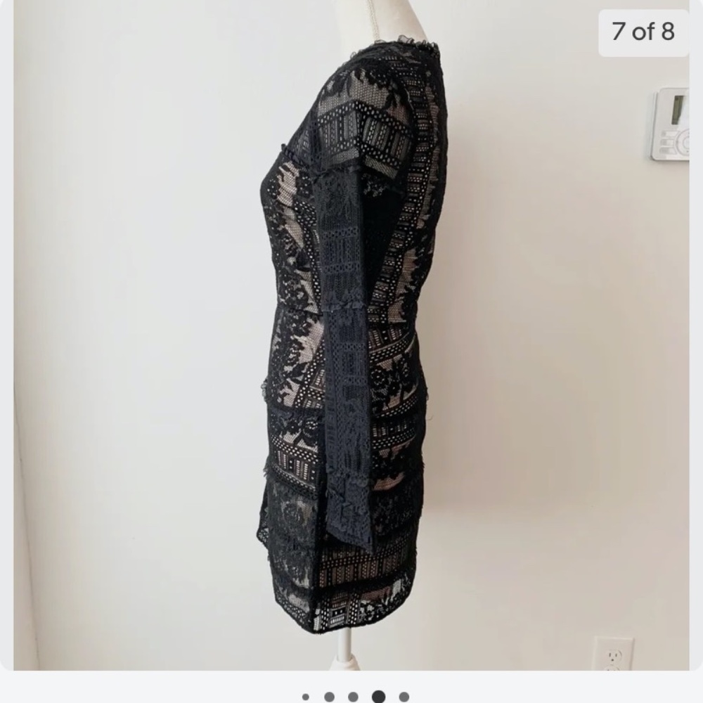 Parker Julie Lace Combo Mini Dress Long Sleeve - Small - Picture 11 of 14